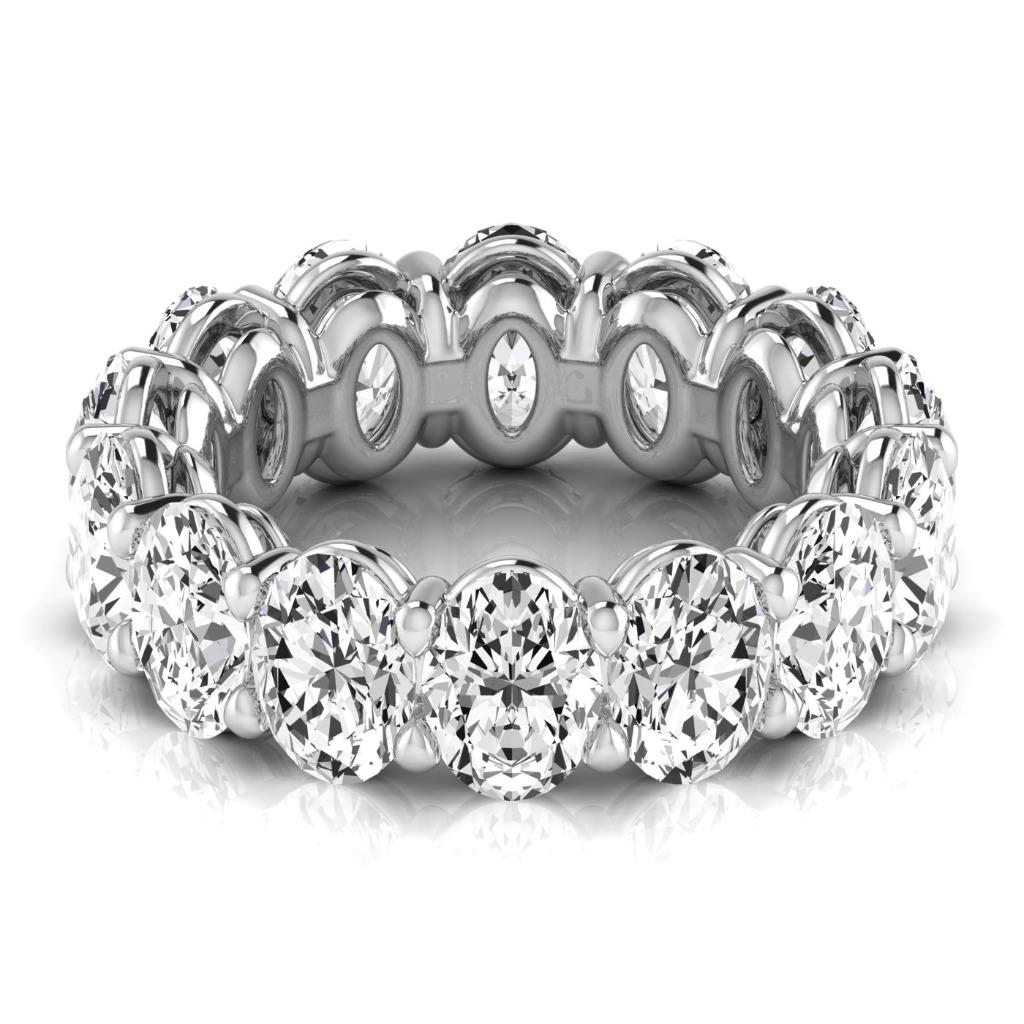 10.50 Carats Oval Diamond Band White Gold Eternity Elegant Lab Grown 14K Jewelry