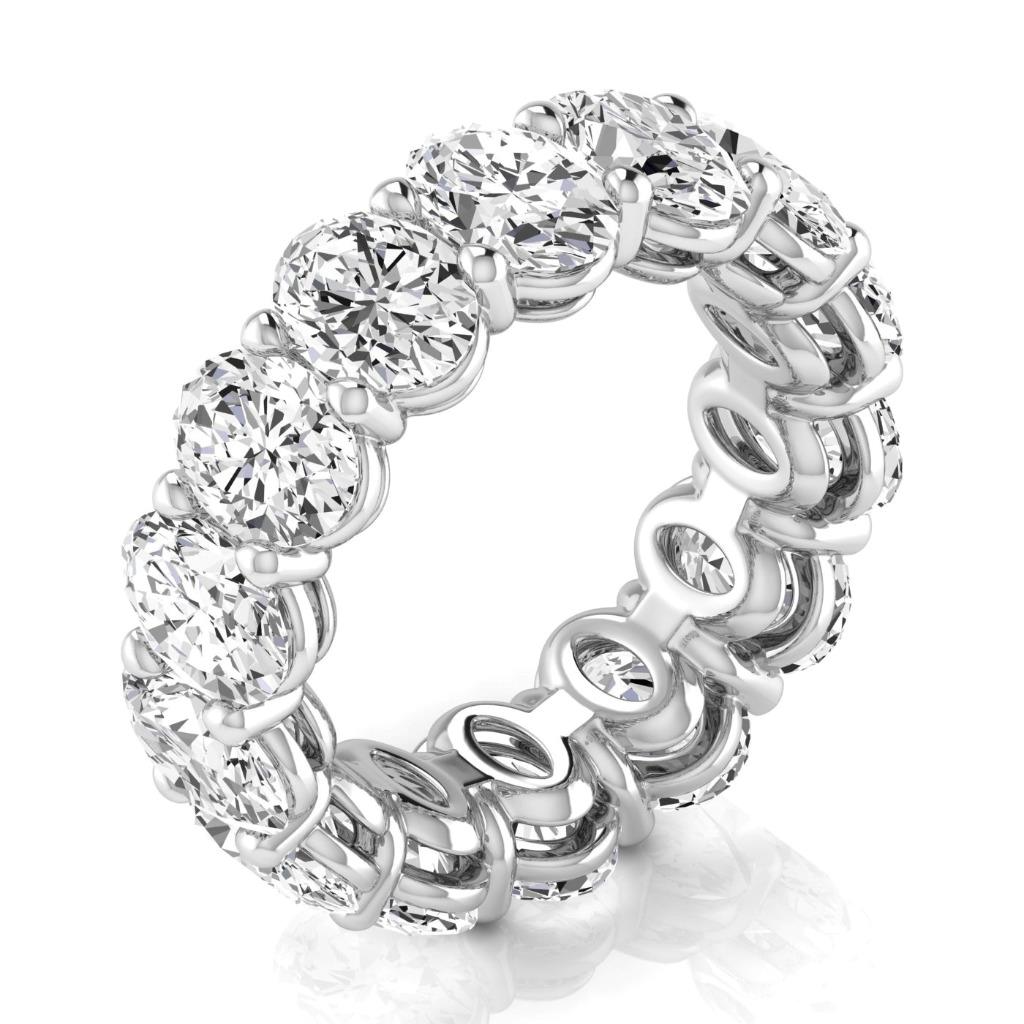 10.50 Carats Oval Diamond Band White Gold Eternity Elegant Lab Grown 14K Jewelry