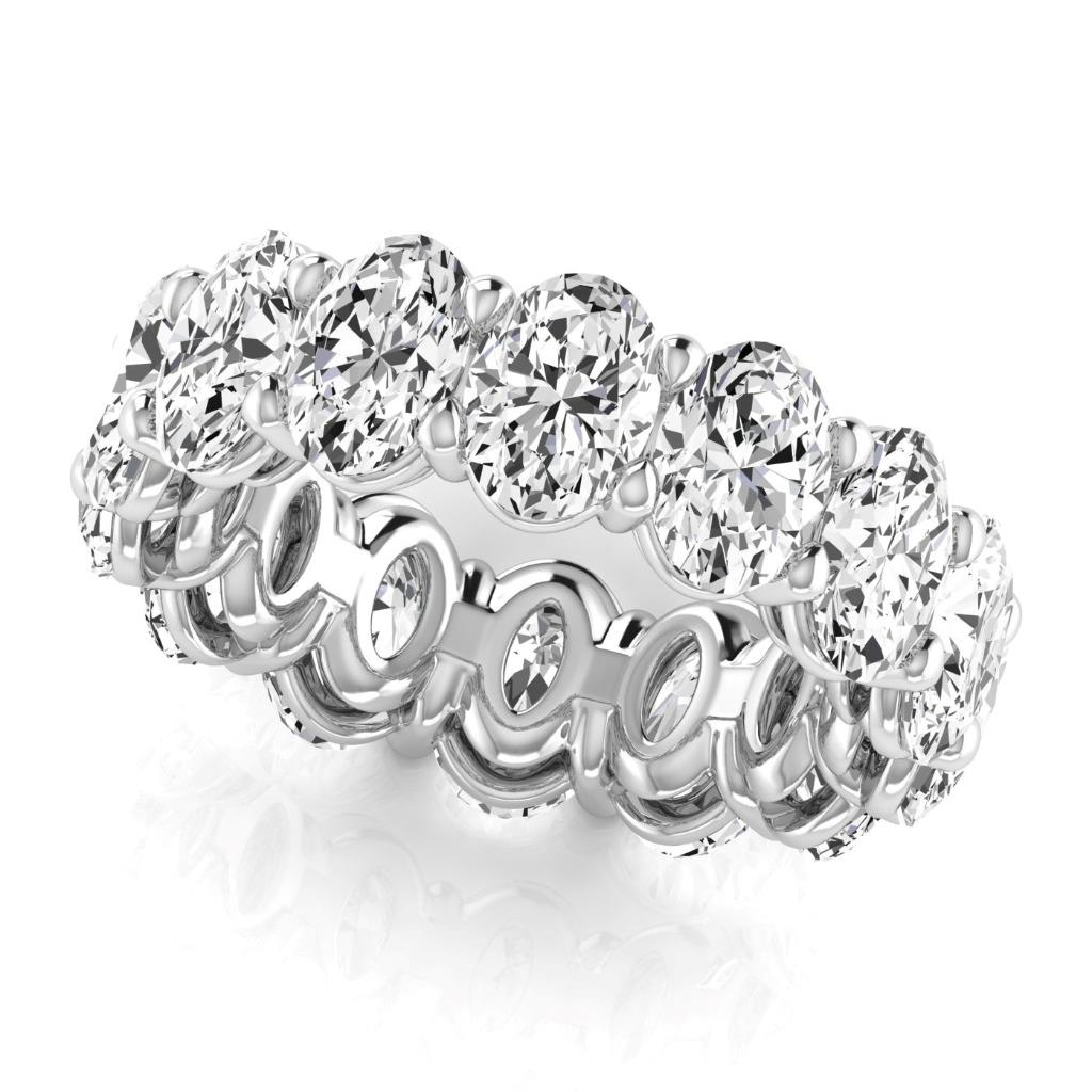 10.50 Carats Oval Diamond Band White Gold Eternity Elegant Lab Grown 14K Jewelry