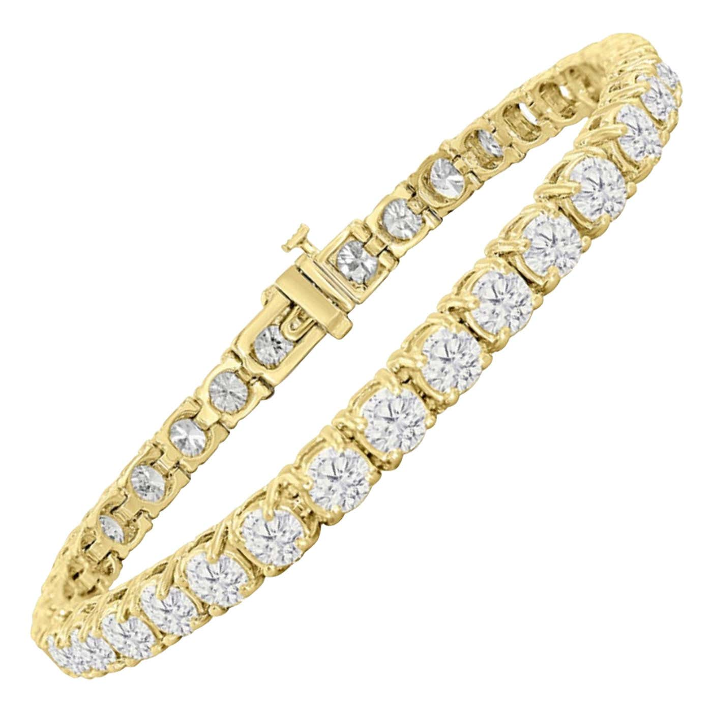 10.50 Carats Sparkling Round Cut Lab Grown Diamonds Tennis Bracelet YG 10K