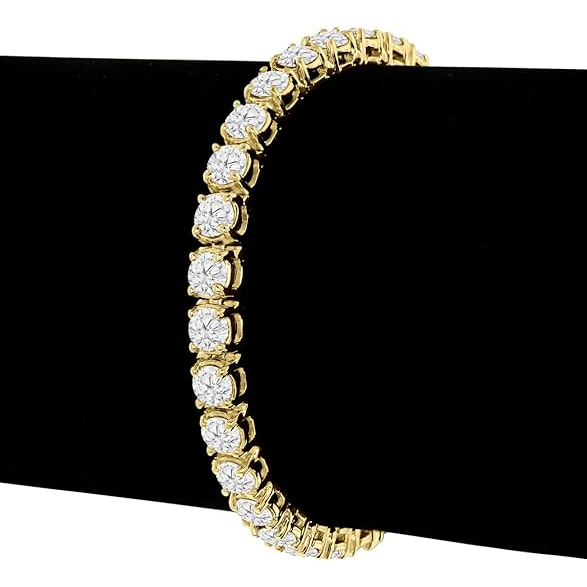 10.50 Carats Sparkling Round Cut Lab Grown Diamonds Tennis Bracelet YG 10K