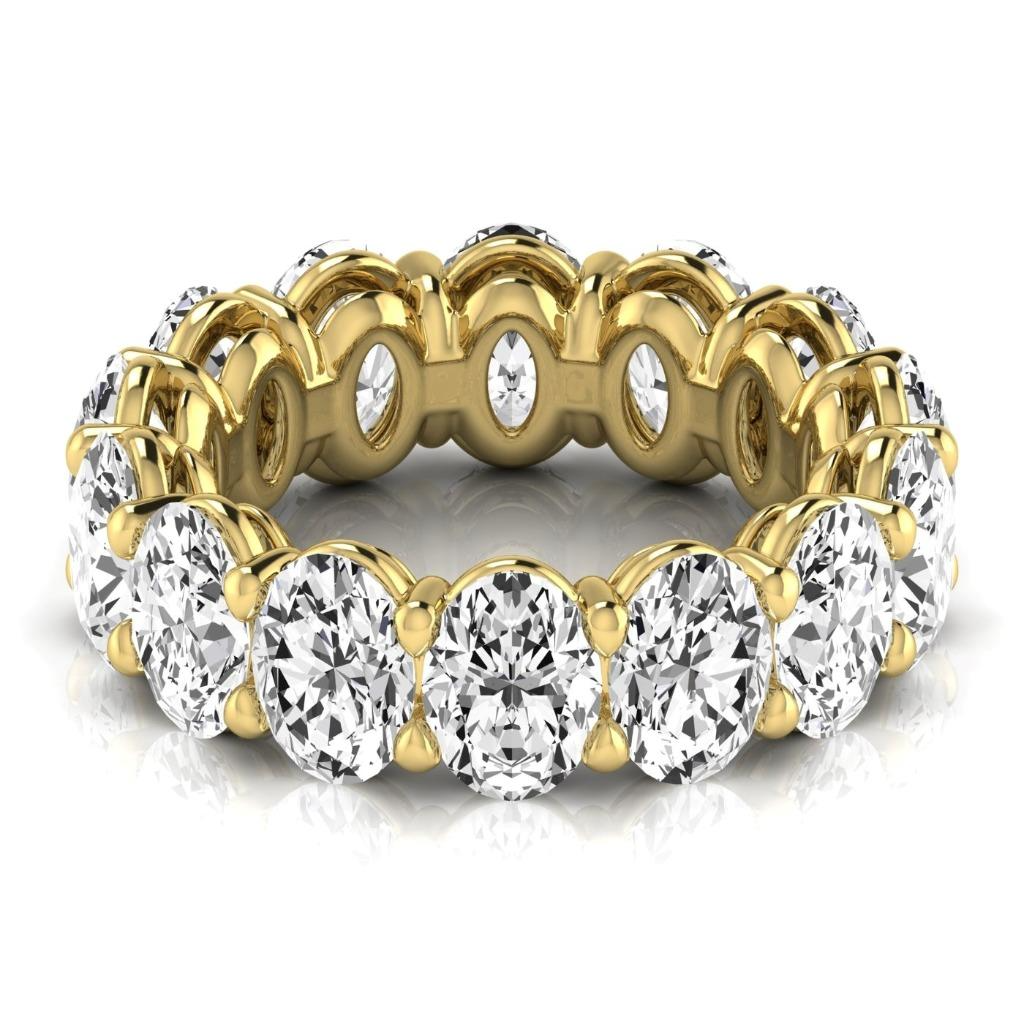 10.50 Ct Oval Diamond Eternity Yellow Gold Band Lab Grown Jewelry