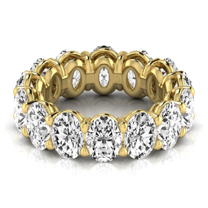 10.50 Ct Oval Diamond Eternity Yellow Gold Band Lab Grown Jewelry