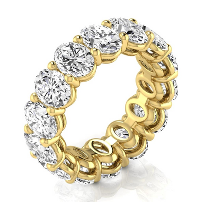 10.50 Ct Oval Diamond Eternity Yellow Gold Band Lab Grown Jewelry