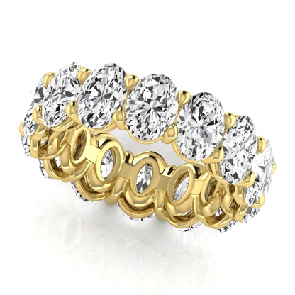 10.50 Ct Oval Diamond Eternity Yellow Gold Band Lab Grown Jewelry
