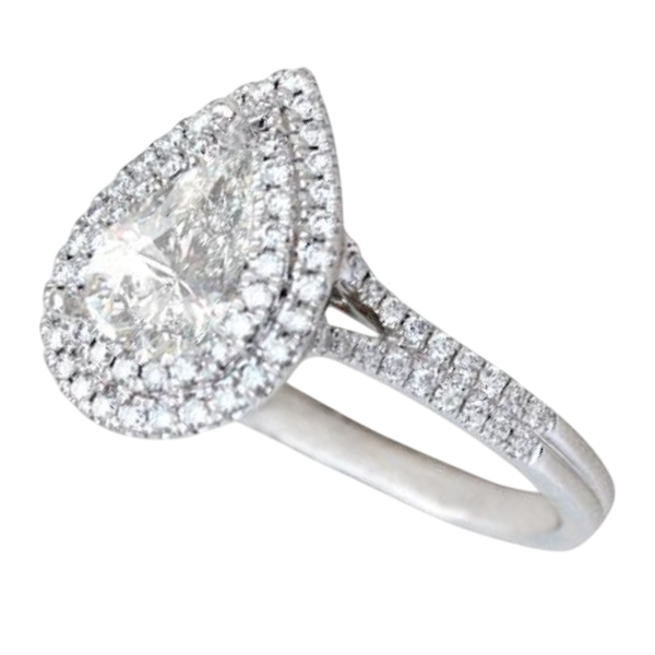10.7 Carats Big Pear And Round Lab Grown Diamond Halo Ring