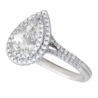 10.7 Carats Big Pear And Round Lab Grown Diamond Halo Ring