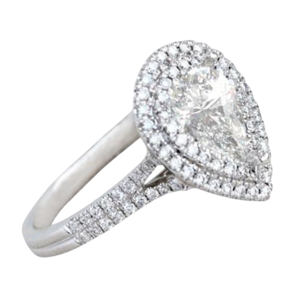 10.7 Carats Big Pear And Round Lab Grown Diamond Halo Ring