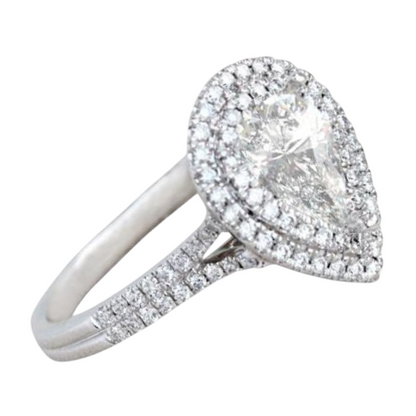 10.7 Carats Big Pear And Round Lab Grown Diamond Halo Ring