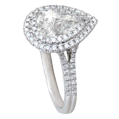 10.7 Carats Big Pear And Round Lab Grown Diamond Halo Ring