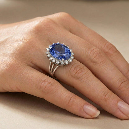 10 Carat Big Sapphire Engagement Ring