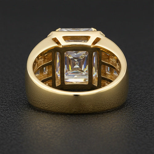 10 Ct. Radiant Cut Lab Grown Diamond Men's Ring White Gold 10K