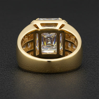 10 Ct. Radiant Cut Lab Grown Diamond Men's Ring White Gold 10K