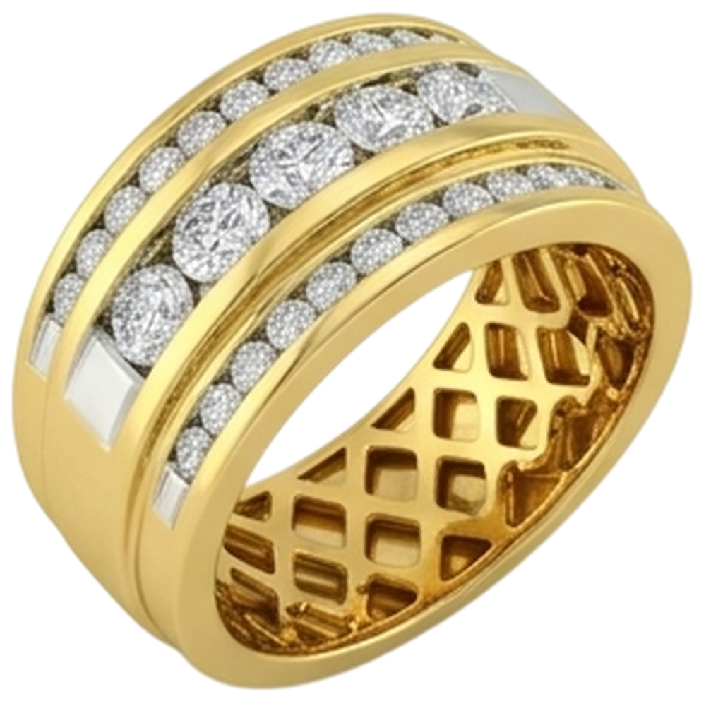10K Yellow Gold 2 Ct Men's Lab Grown Diamond Ring Jewelry New