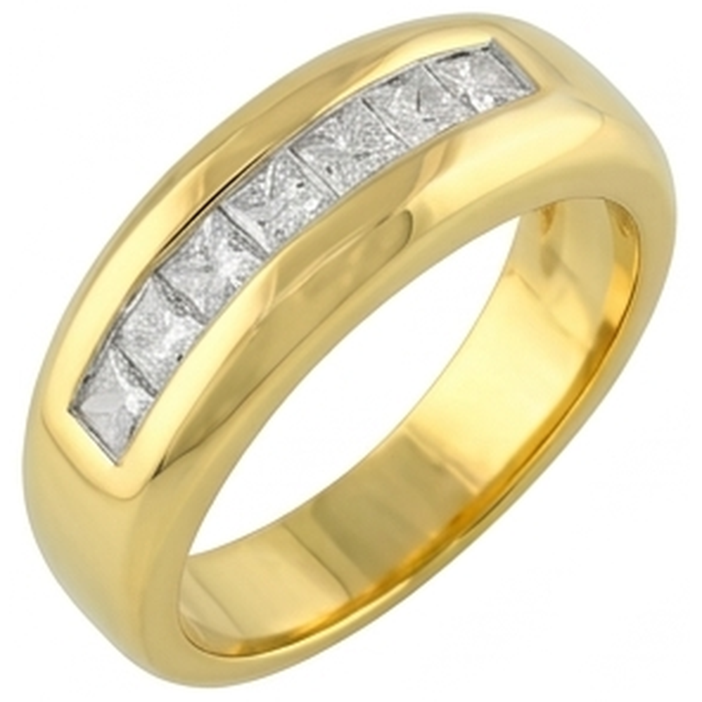 10K Yellow Gold 2 Ct Princess Cut Diamond Men's Band Jewelry New