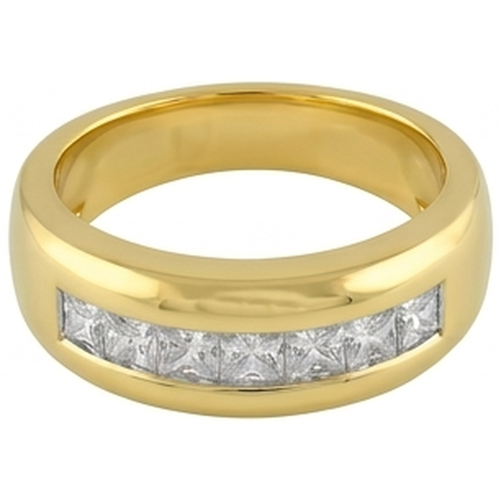 10K Yellow Gold 2 Ct Princess Cut Diamond Men's Band Jewelry New