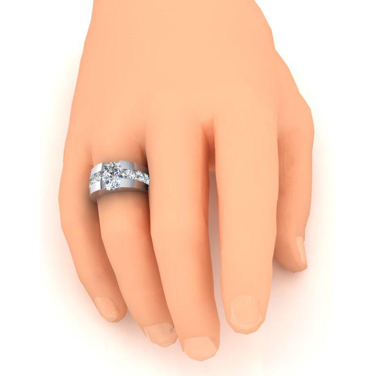 10K Gold Mens Ring Cushion Round Diamond Lab Grown