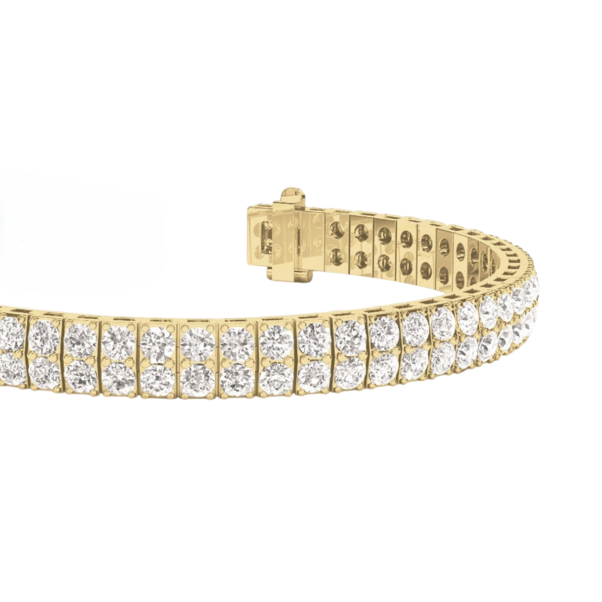 10K Yellow 11.20 Carats Round Cut Double Row Lab Grown Diamonds Bracelet New