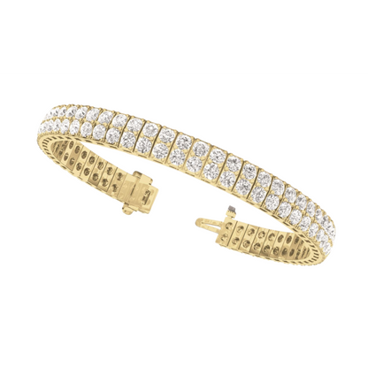 10K Yellow 11.20 Carats Round Cut Double Row Lab Grown Diamonds Bracelet New