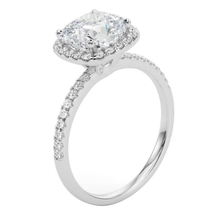 10 Carat Cushion Cut Big Lab Grown Diamond Halo Ring