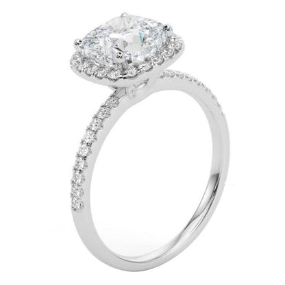 10 Carat Cushion Cut Big Lab Grown Diamond Halo Ring