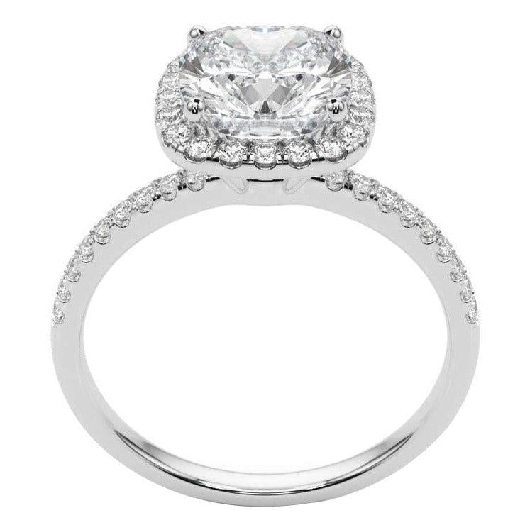 10 Carat Cushion Cut Big Lab Grown Diamond Halo Ring