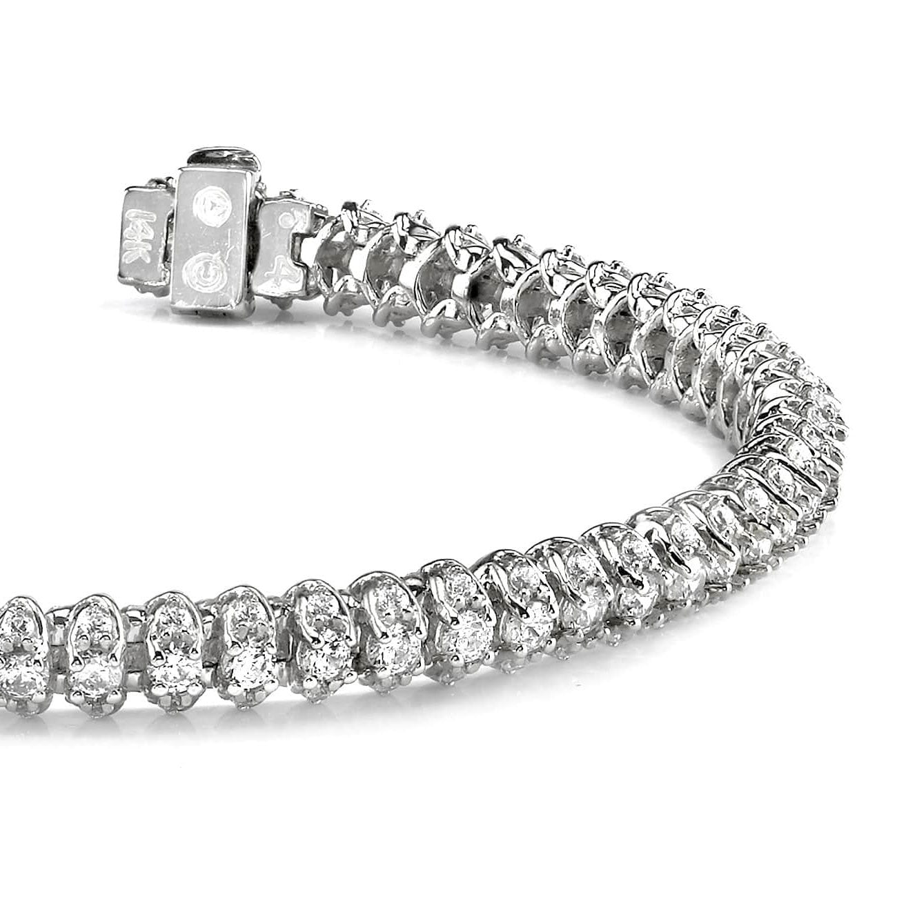10 Carats Round Lab Grown Diamonds Scoop Link Bracelet White Gold