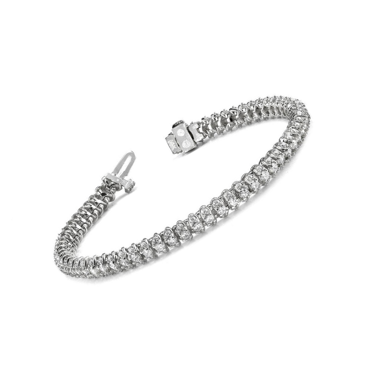 10 Carats Round Lab Grown Diamonds Scoop Link Bracelet White Gold