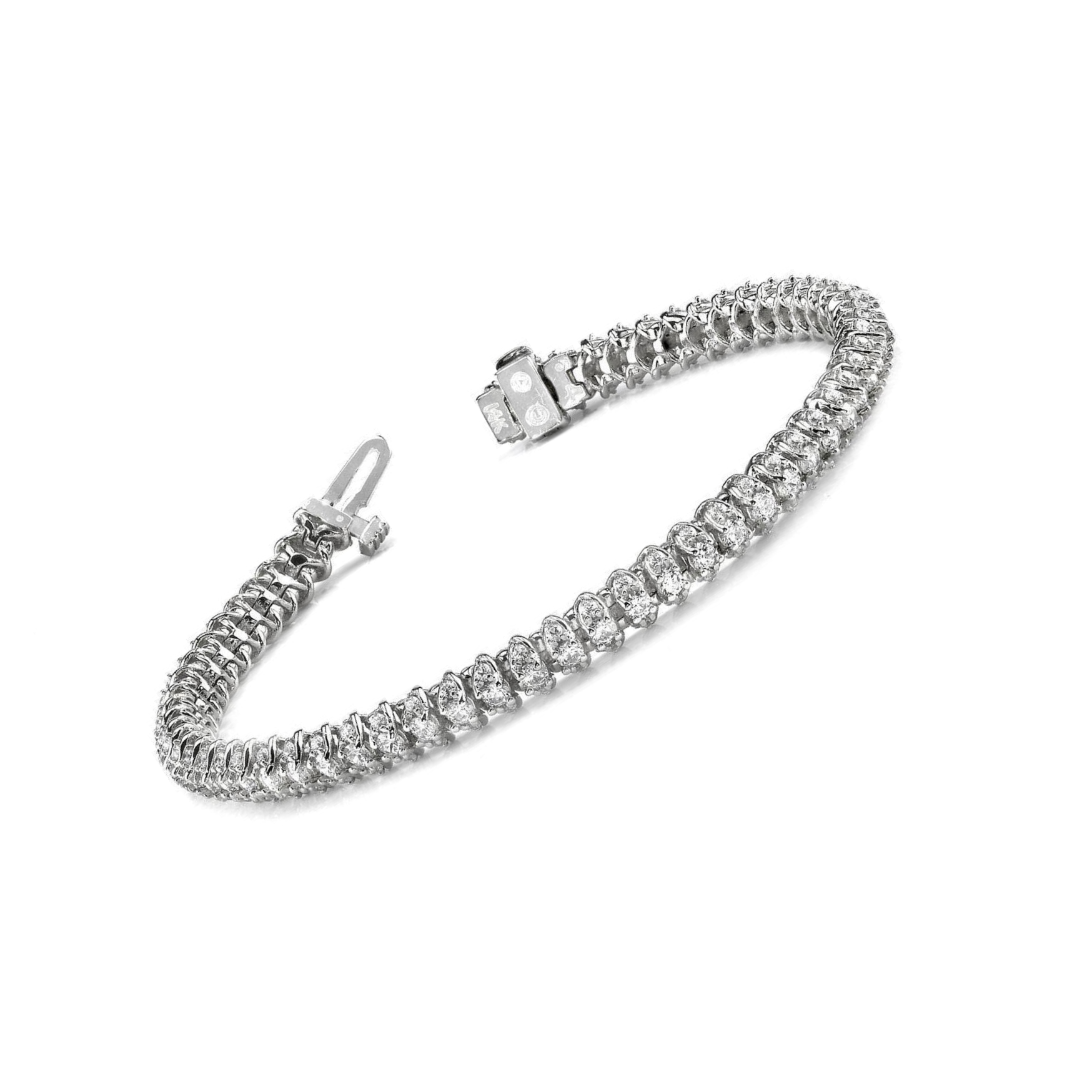 10 Carats Round Lab Grown Diamonds Scoop Link Bracelet White Gold