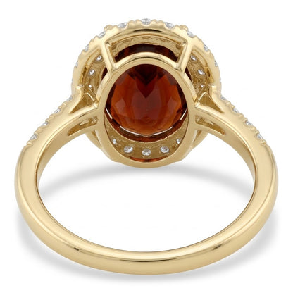 11.25 Ct Garnet With Natural Earth Mined Diamonds Engagement Ring Yellow Gold 14K