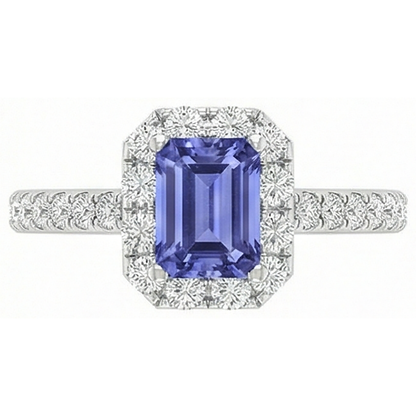 11.75 Ct Tanzanite And Natural Earth Mined Diamonds Ring New White Gold 14K