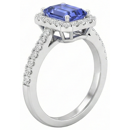 11.75 Ct Tanzanite And Natural Earth Mined Diamonds Ring New White Gold 14K