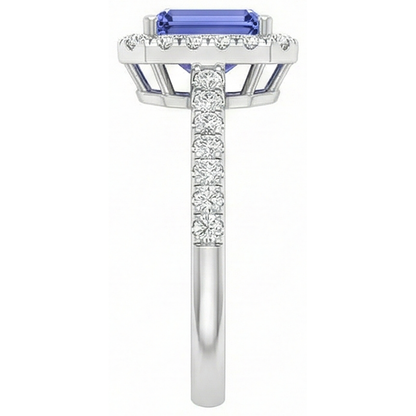 11.75 Ct Tanzanite And Natural Earth Mined Diamonds Ring New White Gold 14K