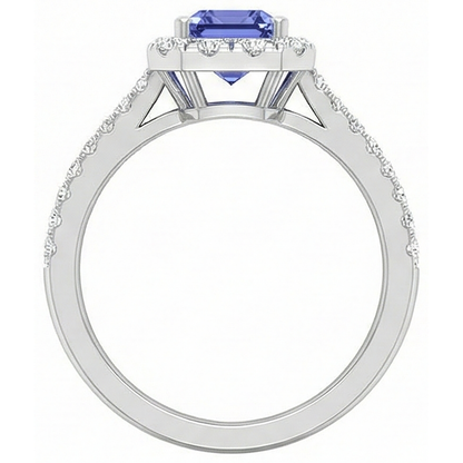 11.75 Ct Tanzanite And Natural Earth Mined Diamonds Ring New White Gold 14K