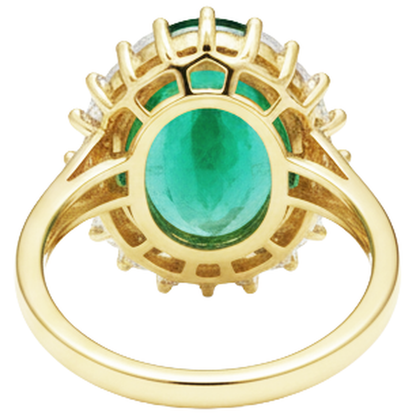 11 Ct Oval Green Emerald GIA With Natural Earth Mined Diamond Wedding Ring 14K Yellow Gold