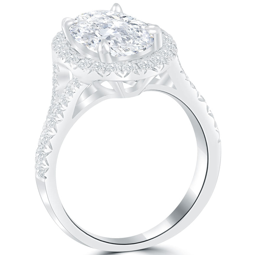 11.10 Carats Big Oval Lab Grown Diamond Halo Engagement Ring New
