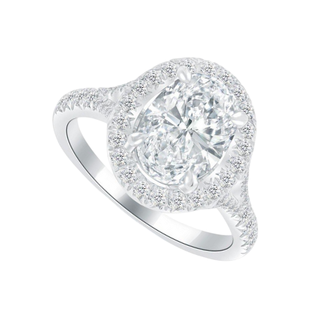 11.10 Carats Big Oval Lab Grown Diamond Halo Engagement Ring New
