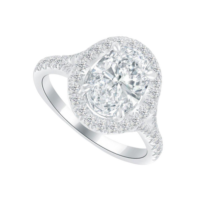 11.10 Carats Big Oval Lab Grown Diamond Halo Engagement Ring New