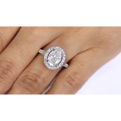 11.10 Carats Big Oval Lab Grown Diamond Halo Engagement Ring New