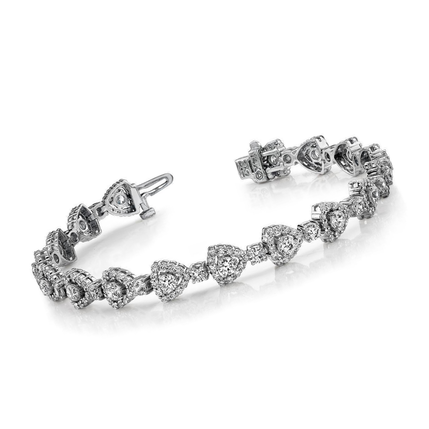 11.10 Carats Brilliant Cut Lab Grown Diamond Triangular Link Bracelet White Gold