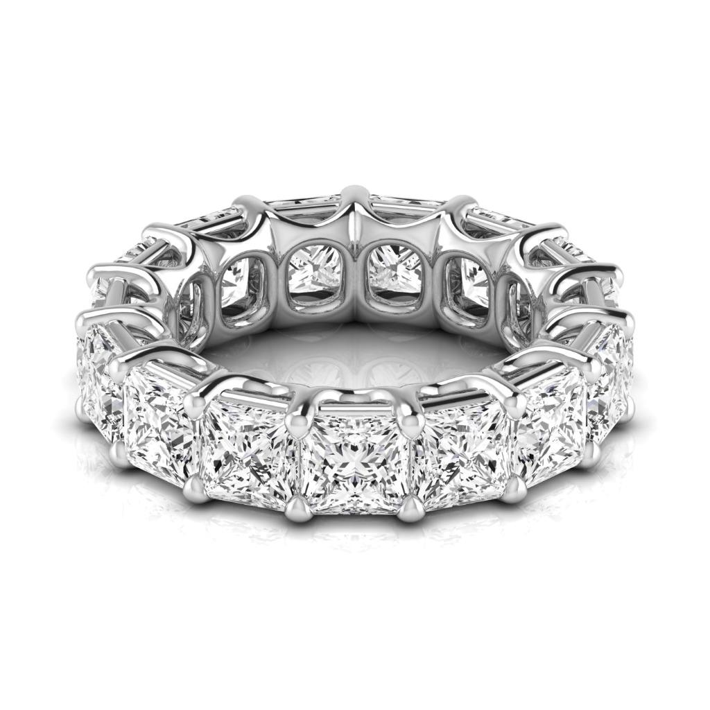 11.25 Carat Princess Diamond White Gold Eternity Band Lab Grown Ring