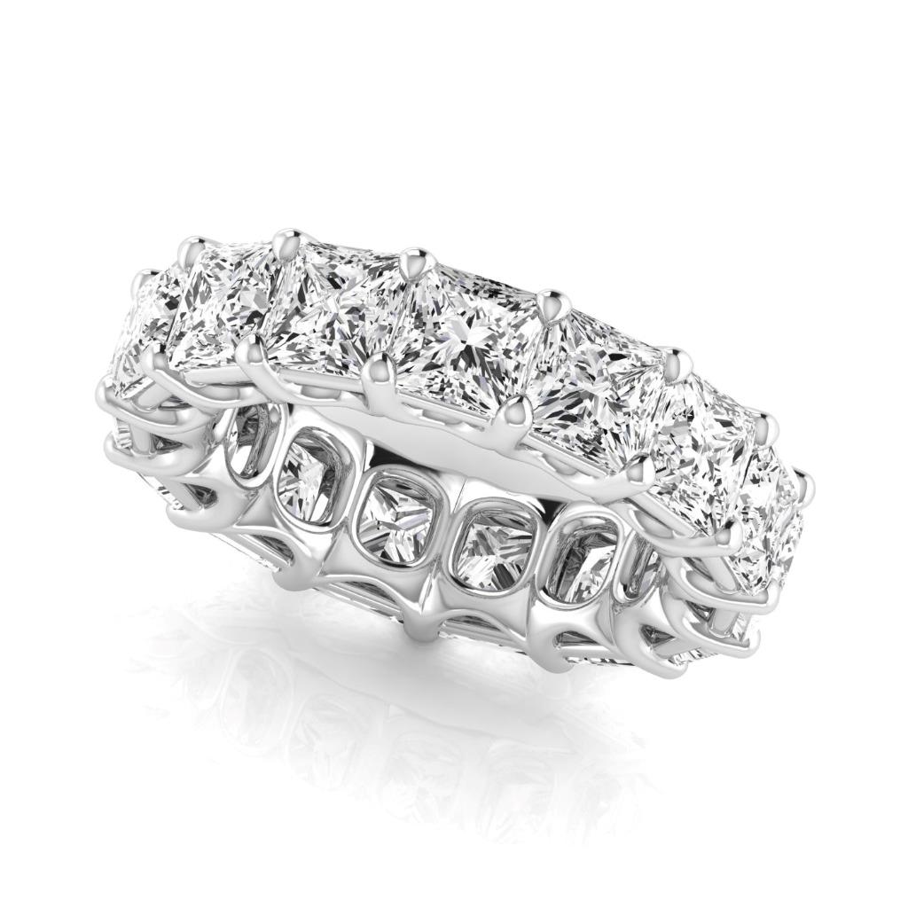 11.25 Carat Princess Diamond White Gold Eternity Band Lab Grown Ring
