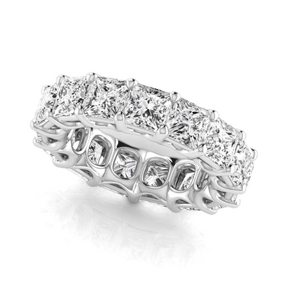 11.25 Carat Princess Diamond White Gold Eternity Band Lab Grown Ring