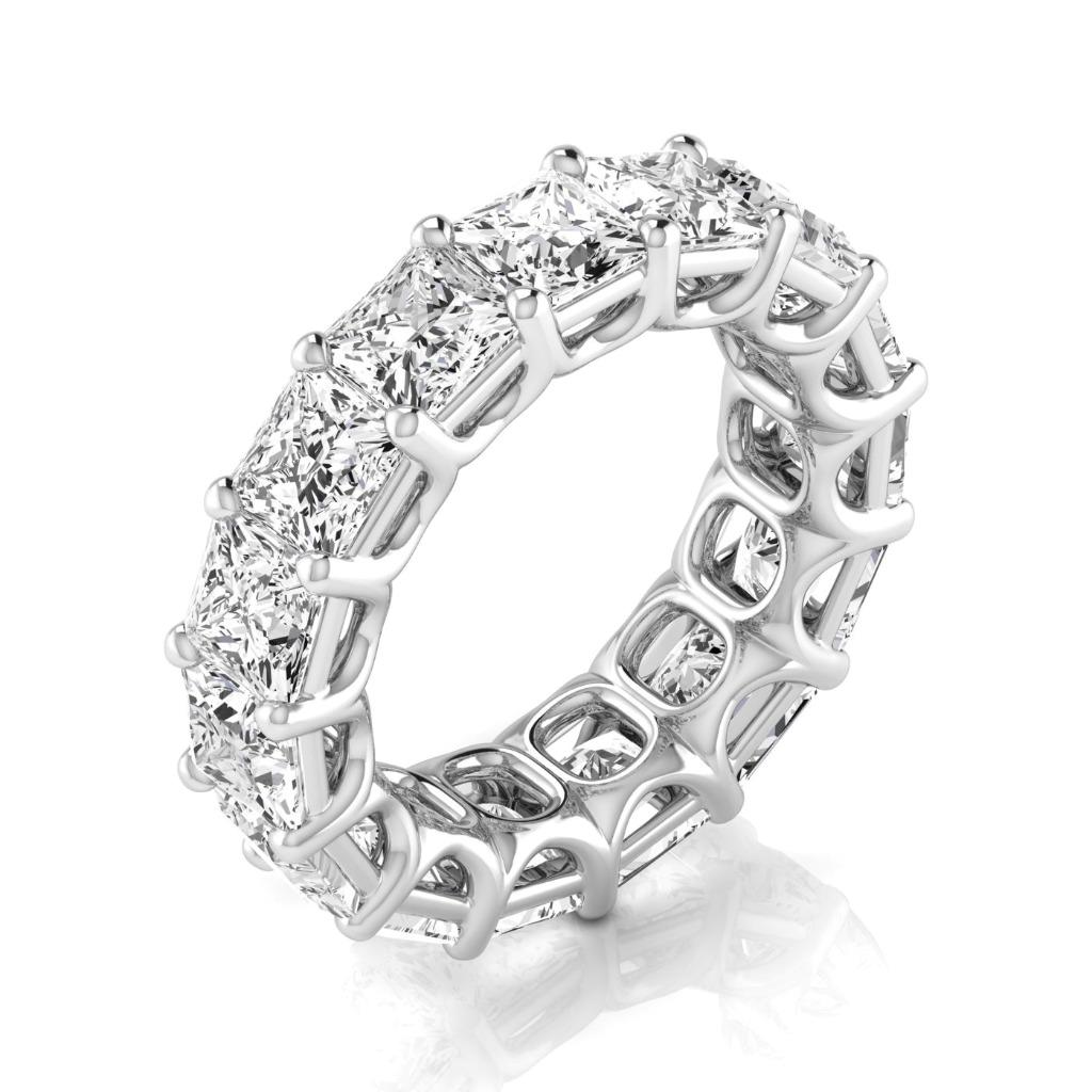 11.25 Carat Princess Diamond White Gold Eternity Band Lab Grown Ring