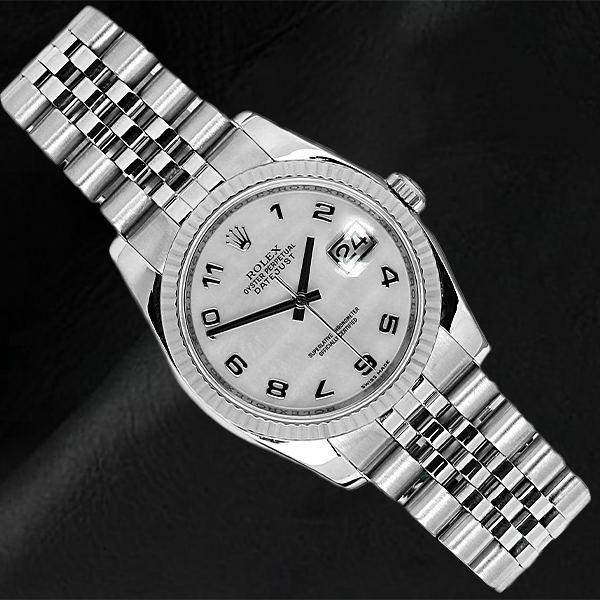 116234 Rolex White MOP Arabic Dial 36mm Watch