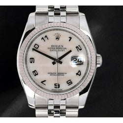116234 Rolex White MOP Arabic Dial 36mm Watch