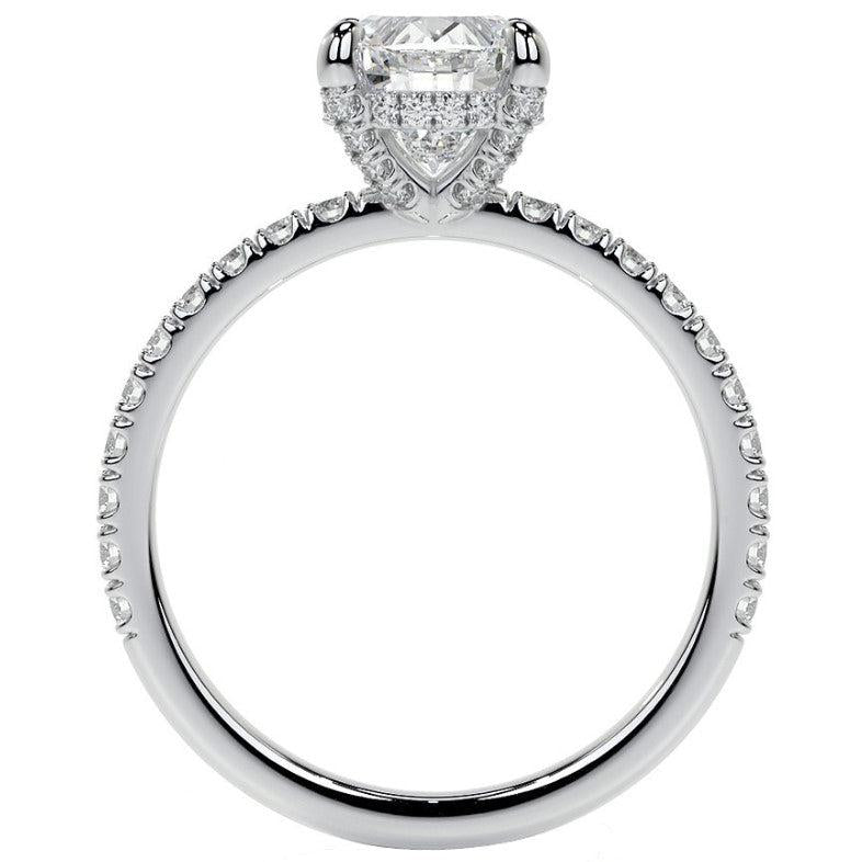 11 Carats Large Oval & Round Old Miner Lab Grown Diamond Solitaire With Accent Ring