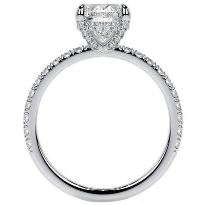 11 Carats Large Oval & Round Old Miner Lab Grown Diamond Solitaire With Accent Ring