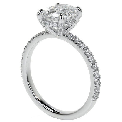 11 Carats Large Oval & Round Old Miner Lab Grown Diamond Solitaire With Accent Ring