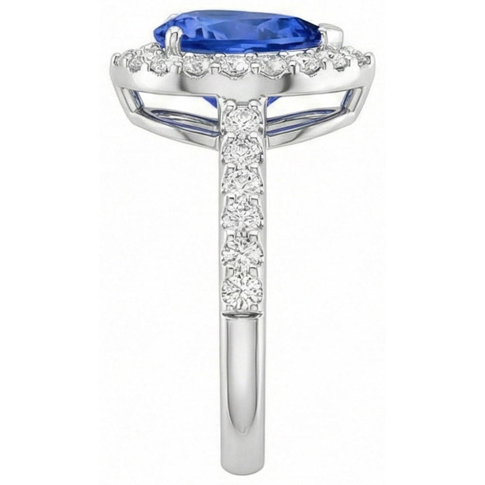 12.25 Ct. Pear Tanzanite With Round Natural Earth Mined Diamonds Wedding Ring WG 14K